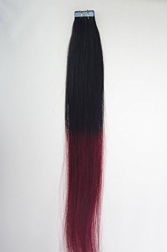 16'' 18'' 20'' 22'' 24'' 100% Real Human Hair Tape-In Human Hair Extensions Straight Hair 7 Ombre colors for your choose Beauty Design Salon (20inch 20pcs 50g, 1B/BUG )