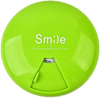 uyhghjhb Rotatable Smile Letter Print Portable Pill Organiser Box Pill Box Green