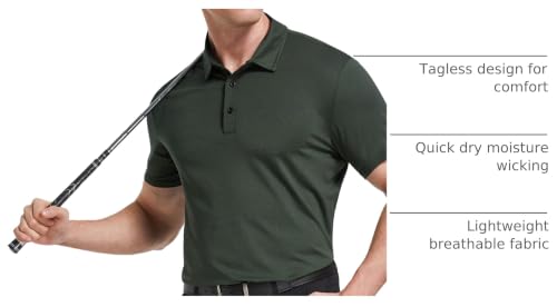 TELALEO 4/5 Pack Mens Polo Shirts Quick Dry Short Sleeve Golf T Shirt Performance Moisture Wicking Casual Workout
