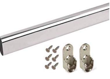 BSM Marketing Wardrobe Rail Chrome 800mm Oval Profile Storage System
