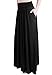 TRENDY UNITED Women's Rayon Spandex High Waist Shirring Maxi Skirt with Pockets (BLK, Medium)