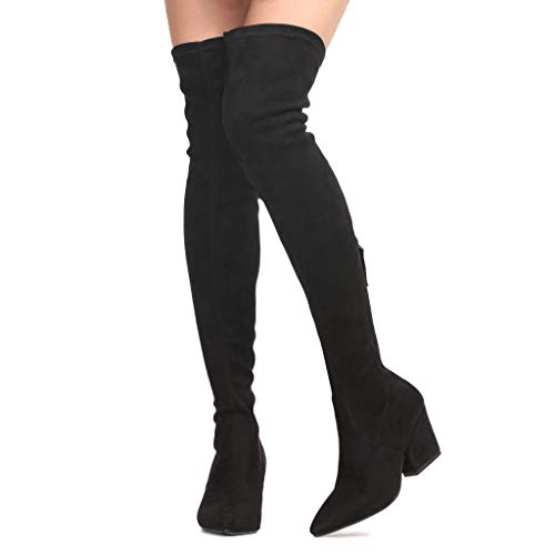 ShoeN-Tale-Womens-Chunky-Heel-Back-Zipper-Sexy-Pointed-Toe-Over-The-Knee-Thigh-High-Boots