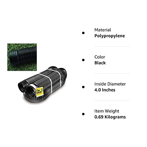 Perforated Corrugated Expandable Flexible Landscape Drain Pipe, 4in