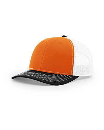 Richardson 112 Trucker Snapback Cap Orange/ White/ Black Adjustable