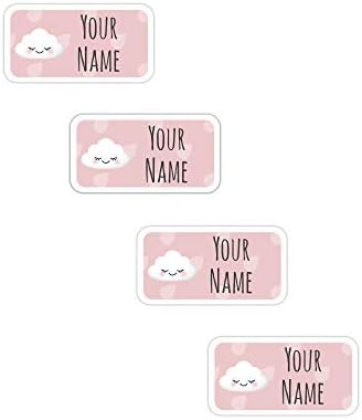 Kids Labels Peel & Stick Waterproof, Durable Personalized Stick-on Clothing Name Labels - 112 Clothing Labels Cloud Design