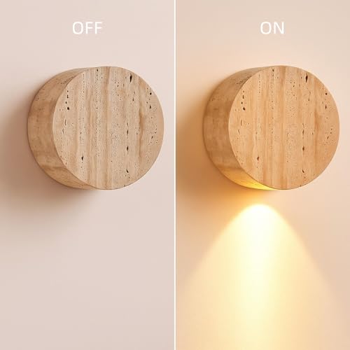 Moderno Lámpara de pared estilo japonés wabi-sabi con pantalla de piedra natural,Aplique LED vintage para espejo de baño,Lampara de pared de comedor,Luz para sala,pasillo,dormitorio,estudio (A)