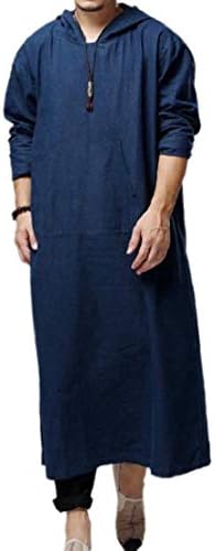 Generic Mens Middle East Abaya Basic Cotton Hoodie Muslim Thobes Dishdasha