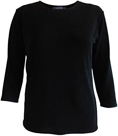 Miss Modestee Womens ¾ Sleeve Slinky Layering Shell Top (Medium, Black)