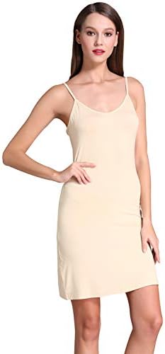 Coreal Women's Long Spaghetti Strap Cami Active Basic Camisole Slip Dress