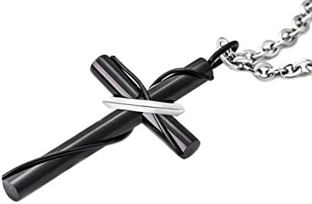 Juvel JewelryFashion Cross Pendant Necklace 22 Inchs Titanium Stainless Steel Black Color for Girls