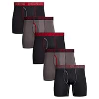 AND1 Mens Performance Compression Boxer Briefs (5 Pack), Black/Grey, Size Medium