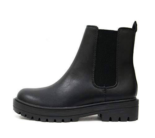 SODA-Pilot-Women-Lug-Sole-Low-Heel-Chelsea-Fashion-Ankle-Bootie-wDouble-Elastic-Gore