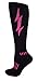 MOXY Socks Black with Hot Pink Lightning Knee-High Insane Bolt Fitness Deadlift Socks, One Size Fits All Men, Most Women