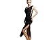 Motony Women Latin Dance Dress Latin Dance Practice Costume Adult Performance Skirt Black S