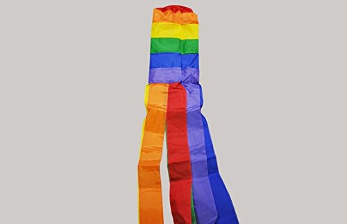 Flagtex Rainbow Pride Windsock 150cm Weather Resistant Polyester Garden Windsock Rainbow Stripes Design Outdoor Decoration Wind Indicator Patio Garden 60 inch Wind Direction Windsock — image 1