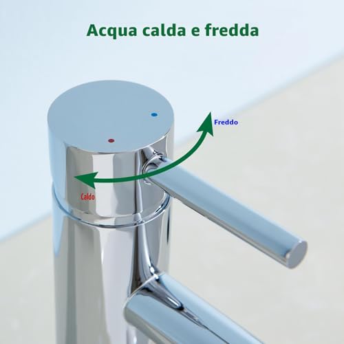Kelleria High Chrome Bathroom Tap, Single Lever Mixer Tap for Washbasin, Basin Tap with Spout Height 225 mm, Stainless Steel Basin Taps
