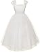 BNY Corner Flower Girl Cap Sleeved Beaded White Dress First Holy Communion Size 2-16 (14, White)