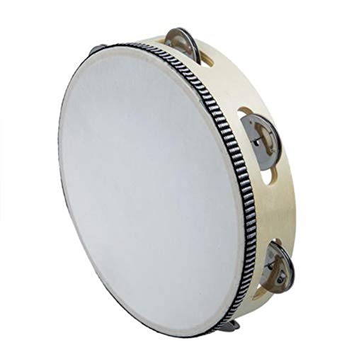 image for Musfunny Hand Held Tambourine Drum 6 inch Bell Birch Metal Jingles Per