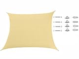 Cool Area Square Oversized 16 Feet 5 Inches Sun Shade Sail with Stainless Steel Hardware Kit, UV Block Fabric Shade Sail in Color Sand, furniture
