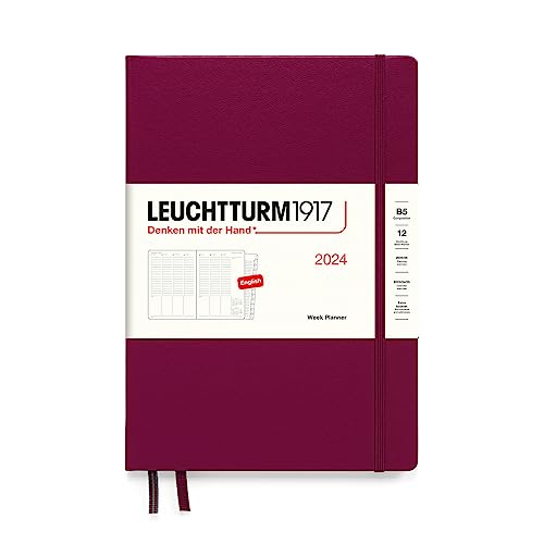 LEUCHTTURM1917 367850 Wochenplaner Composition (B5) 2024, 12 Monate, Port Red, Englisch