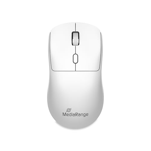 MediaRange Souris Optique sans Fil à 4 Boutons avec molette de défilement et Bouton DPI 1000-1600 DPI symétrique Blanc