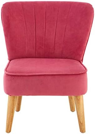 Mia Kids Chair, Children's Furniture, Polyester Velvet, Natural Wood Legs, Soft Pink - Chair