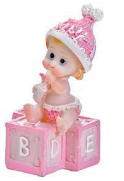 Beautiful Pink Baby on Cube – 9 cm Height