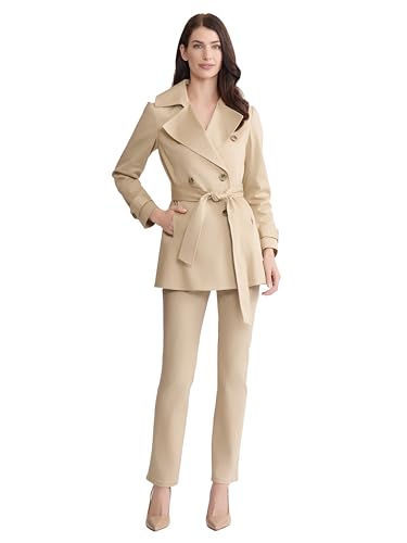 Jones New York Petite Sateen Double Breasted Trench Jacket