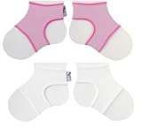 Sock Ons Classic (6-12 Months), Baby Pink & White, 2 Pack