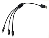 CERRXIAN 9 Inch USB 2.0 Type A Male to 3 Micro USB 5 Pin Male Splitter Y Data Sync and Charge Connector Adapter Cable for Android(Black)
