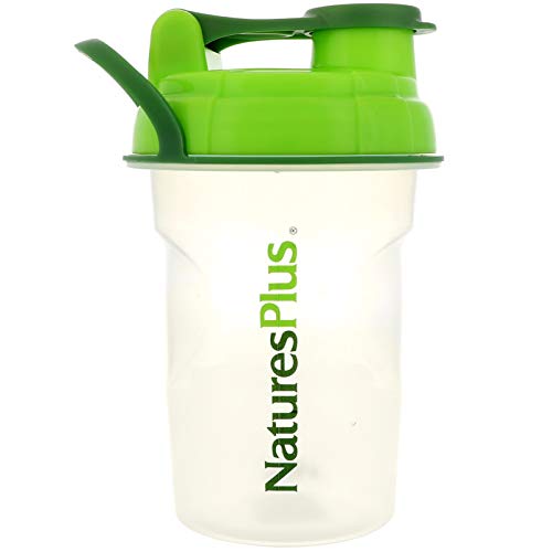 Natures Plus Jaxx Shaker Cup - 20 oz Bottle - Clear & Green with Air Tight Lid & Handle, Jaxx Shaker Included - Great for Protein Shakes, Greens Powder, Nutrition Drinks