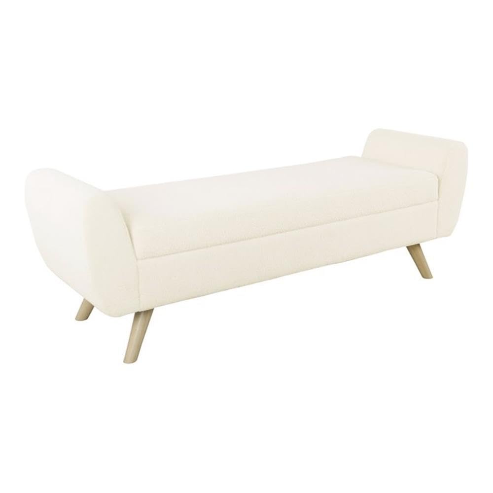 Photo 1 of HomePop Modern Storage Bench with Wood Legs Home Décor|Bench with Storage for Living Room & Bedroom - Sherpa Cream