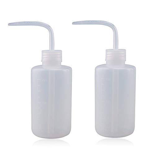 Wash Bottle Safe Economy LDPE Lab Bottles 250ml/8.45oz Plastic Squeeze Bottle Medical Label Tattoo with Narrow Mouth, 2 Pack