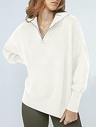 ANRABESS Women's Half Zip Sweater Oversized Long