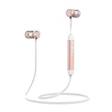 Bluetooth Headphones,LEYOUDY Wireless V4.1 Metal Noise Cancelling In-Ear Stereo Earphones Sweatproof Sports Earbuds with Mic (Support Hi-Fi music,HD calling)(Rose Gold)