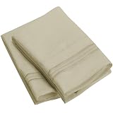 Mellanni Luxury Pillowcase Set - Brushed Microfiber 1800 Bedding - Wrinkle, Fade, Stain Resistant - Hypoallergenic (Set of 2 King Size, Beige)