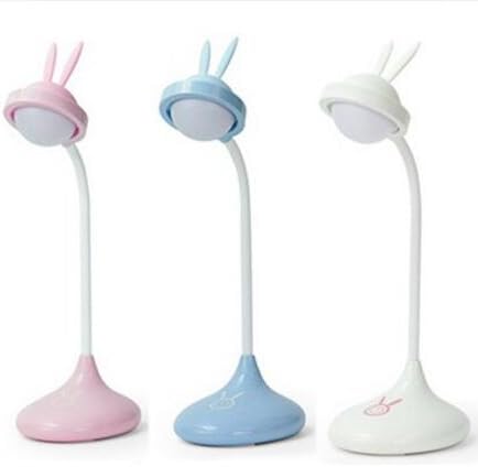 XuanMax Rabbit Rechargeable Touch Light LED Dimmable Night Light Flexible Bedside Lamp with Touch Sensitive Control Desk Lamp Book Reading Lights Cute Gift for Kids Children Christmas Birthday (White)
