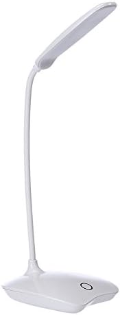 LED Desk Lamp 5W 18 LEDs Eye-caring Gooseneck Table Reading Lamp with 3 Levels Dimmer Touch Control for Studying Working and Camping (White)