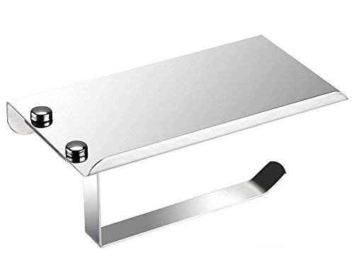 Prorighy Stainless Steel Mobile Stand Featuring Toilet Paper Holder for Bathroom | Stainless Steel Toilet Wall Mount | Mobile Phone Storage - Thumbnail 3