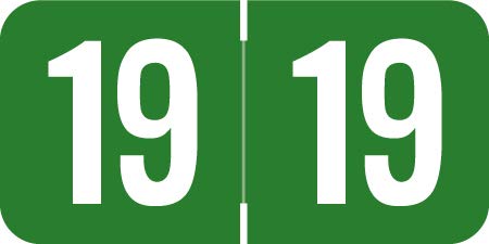 2019 Year Labels, Doctor Stuff File Folder Stickers, STS/SFI Compatible Series, Green, 500/Roll, 1 Roll, 3/4" x 1-1/2"