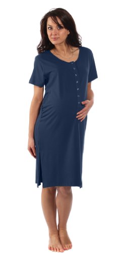 BambooMama Women's Birthing Shirt - For Pregnancy, Labor and Nursing -Small (Pre-pregnancy US Size 4-6)-Midnight Blue - Thumbnail 6
