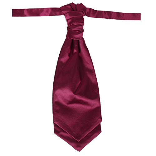 Red Ascot Cravat Tie For Men Satin Solid PreTie For Mend Classic Ascot Scarf Fashion Dan Smith C.C.AQ.L.001 Wine Red - Thumbnail 6