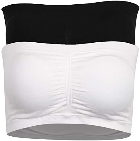 CLANDY Women's Seamless Bandeau Bra, Basic Padded Wire-Free Stretch Tube Top Bra 1-3 Pack