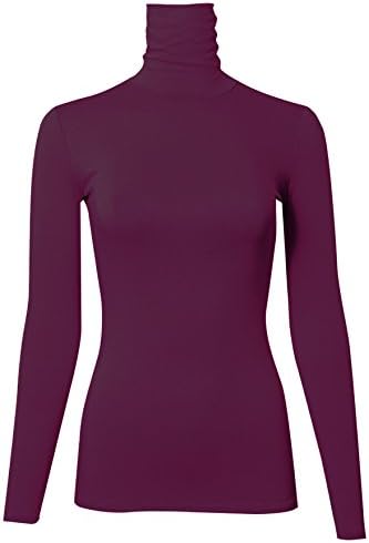 PINMUSE Women's Long Sleeve Turle Neck Top Sweater Made In USA D.Plum L