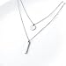 SILVER MOUNTAIN 925S Sterling Silver Bar Dot Double Layered Chain Choker Y Necklace for Lady Women