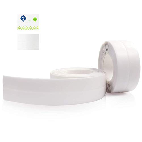 Holymid PVC Caulk Strip for Bathtub, 2 Pack 1.5 Inch Wide 10.5Ft Length