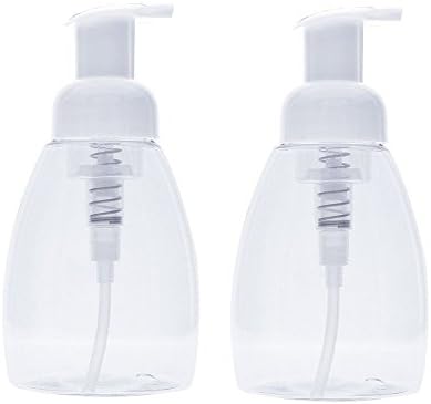KFSM 2 Pack Foaming Soap Dispensers, 250ml (8.5 oz) Clear Plastic Pump-Bottles BPA Free to Use with Castile Soap, DIY Liquid Soap, Dish Soap, Body Wash and More
