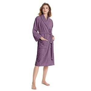 SIORO Womens badstof badjas katoen badjassen kalf lengte lichtgewicht zachte gewaden voor douche spa hotel vakantie, S…