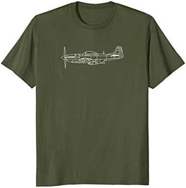 Mens The P-51: WWII Fighter Airplane Pilot T-Shirt Front &amp; Back XL Olive
