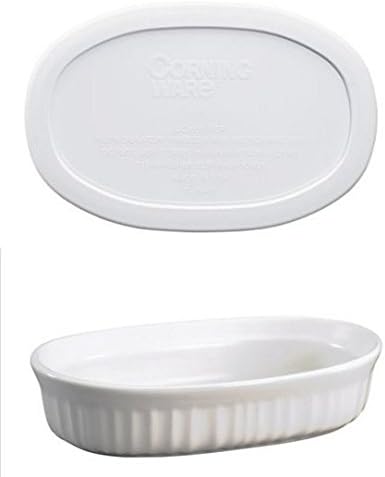 Corningware French White 15 oz Bundle: 15 Oz Oval Casserole and Plastic Cover